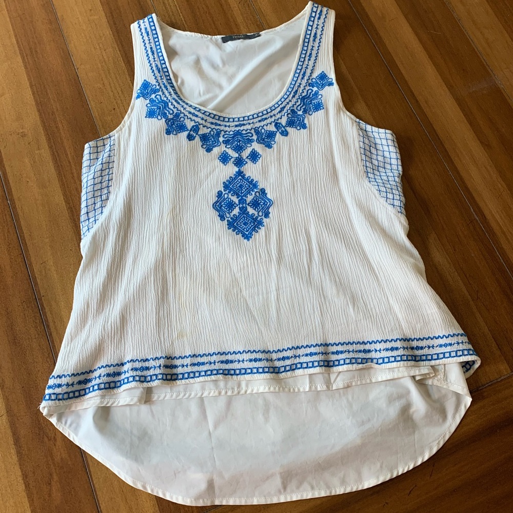 THML Linen Embroidered Tank Top